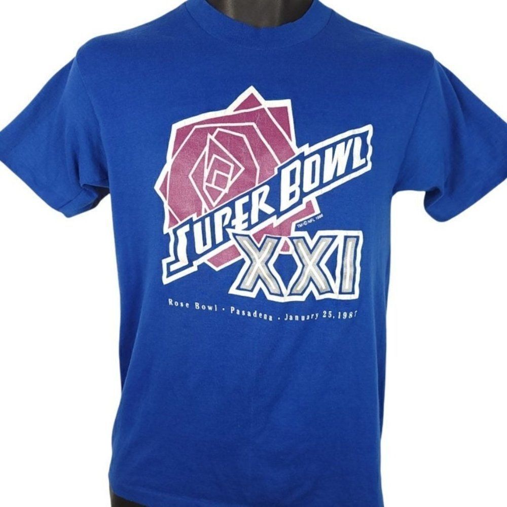 Super Bowl XXI T Shirt Vintage 80s 1987 New York Giants Denver Broncos NFL